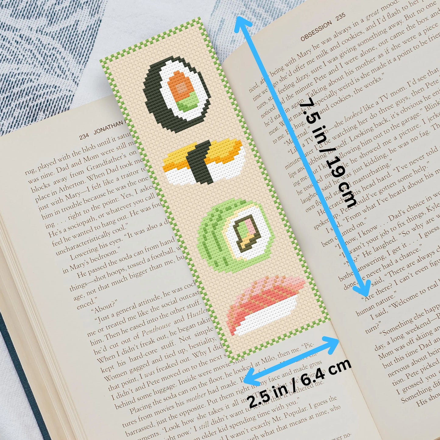 Kit marque-pages sushis – Cadeau de point de croix à faire soi-même