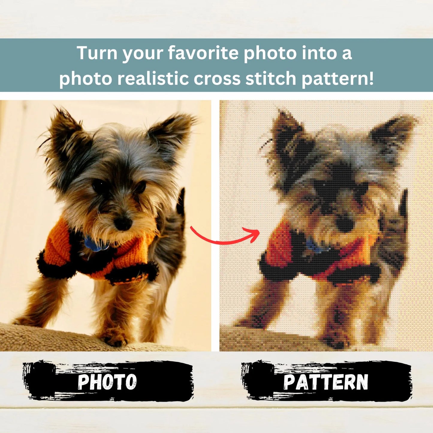 Custom Pet Cross Stitch Portrait – Convert Your Photo into Full Cross Stitch Kit